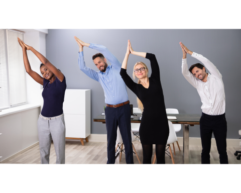 business people,doing yoga,office
